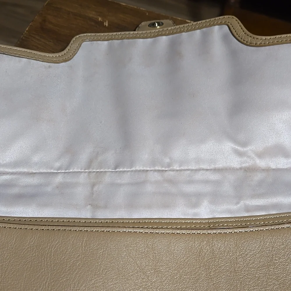 COACH Campbell Leather Eva Flap Satchel Brown Beige